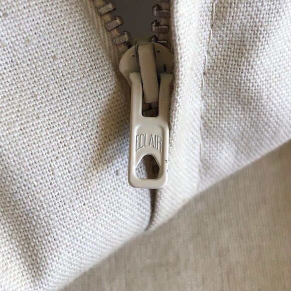 Celine Vintage Linen Skirt British Tan Leather Trim Made in France Small 28” - Picture 8 of 9